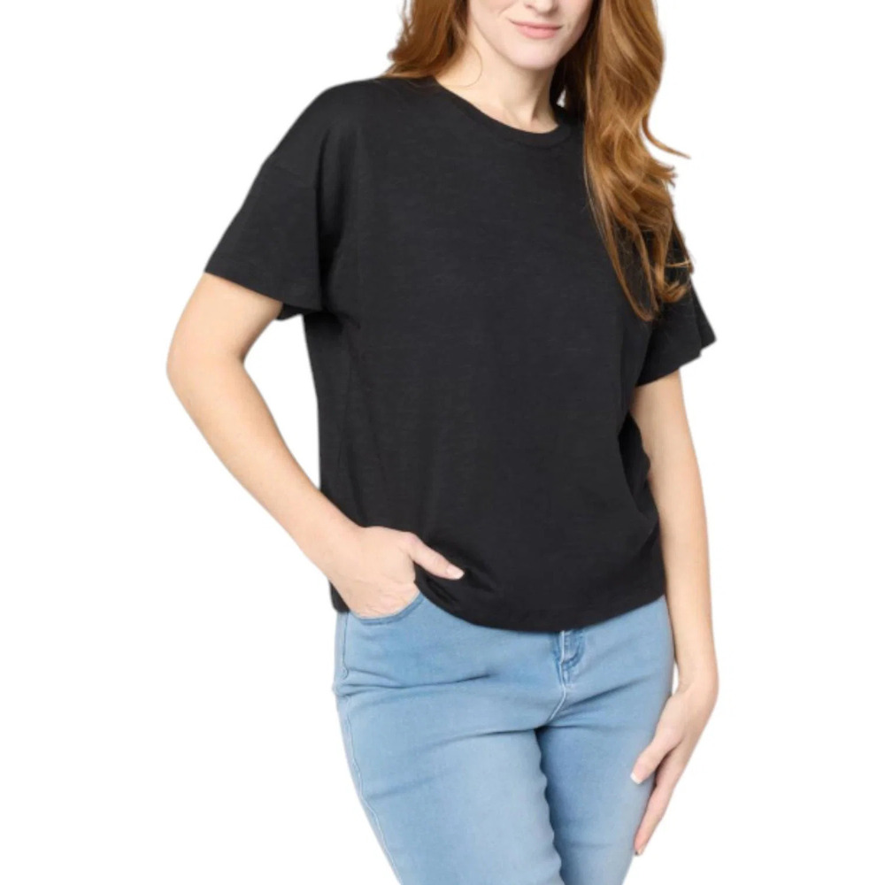 G by Giuliana Women's Slub Knit Relaxed Tee Black - Regular